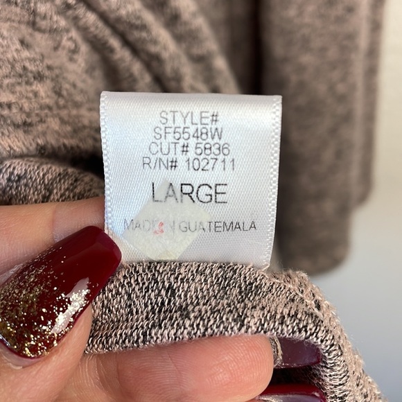 Gibson blush and grey long bell sleeve knit top size L - Picture 6 of 6